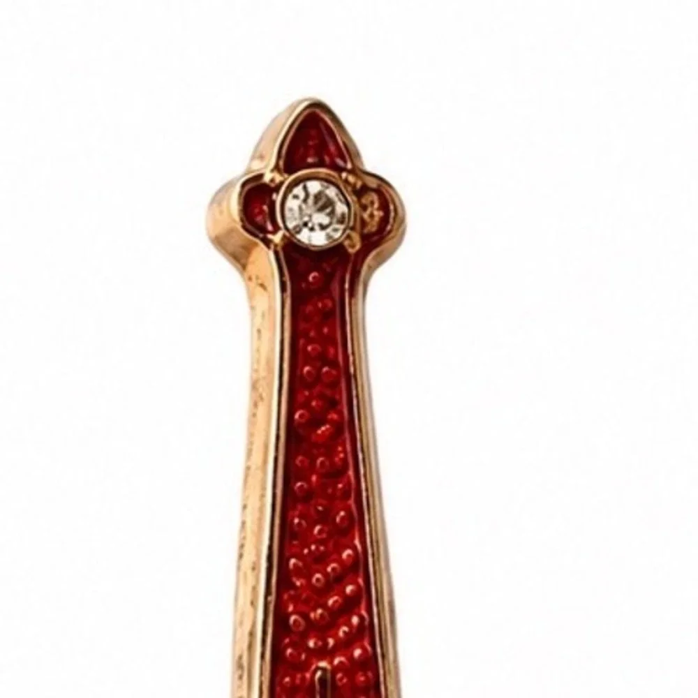 Sap Polyne Paris Eiffel Tower Brooch Red Enamel Rhinestone Gold Tone Made France